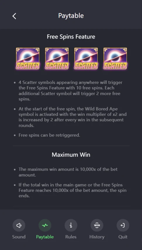 Wild Ape 3258 free spins rules