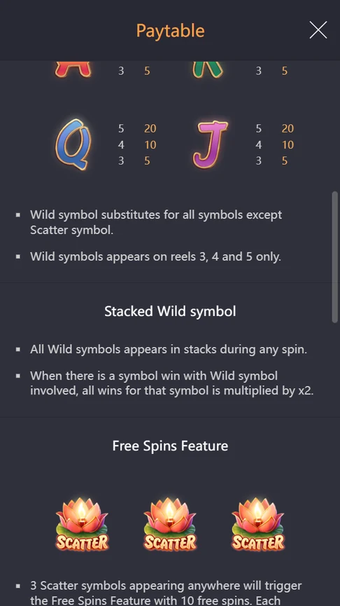 Wild Fireworks stacked wild x2 rules page