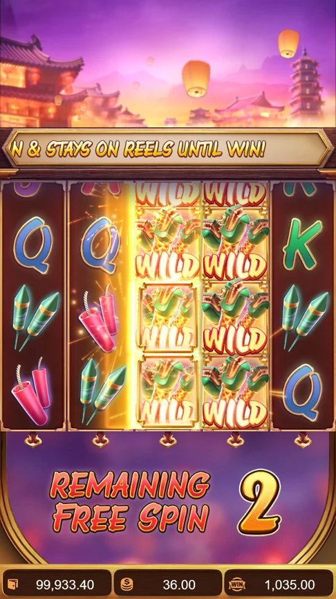 Wild Fireworks two wild reels free spin