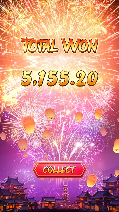 Wild Fireworks free spins total won 5155
