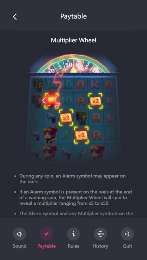 Zombie Blasters alarm multiplier wheel x50