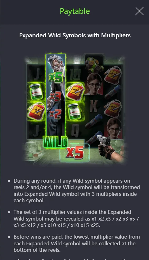 Zombie Outbreak expanding scientist wild with multiplier on reel